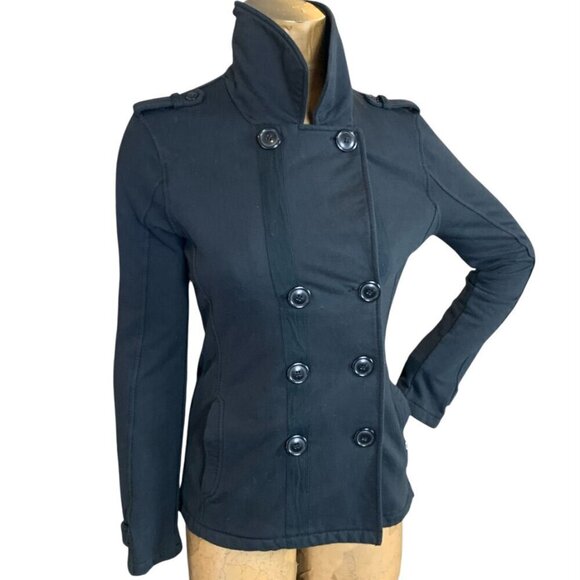 Oakley Double Breasted Jacket Stretch Cotton Blend Jacket Sz S Black #331C - Picture 2 of 10